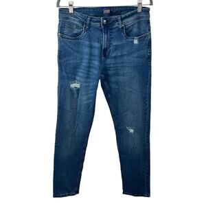 Class Roberto Cavalli Medium Wash Blue Distressed Skinny-Leg Jeans High Rise 32